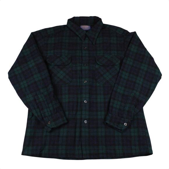 Pendleton Made in USA Plaid 100% Pure Virgin Wool Long Sleeve Shirt - Size Large - Picture 1 of 4